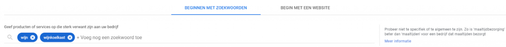 Google AdWords zoekwoorden bepalen